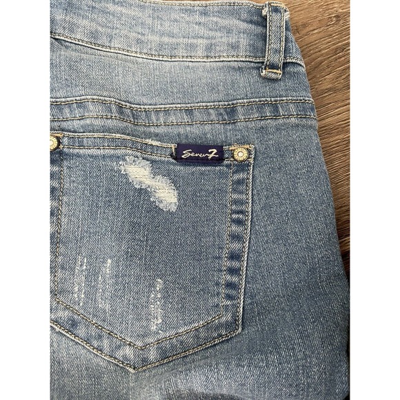 7 Seven For All Mankind High Waist Ankle Skinny Jeans Size 7 Raw Hem Distressed - Picture 3 of 7